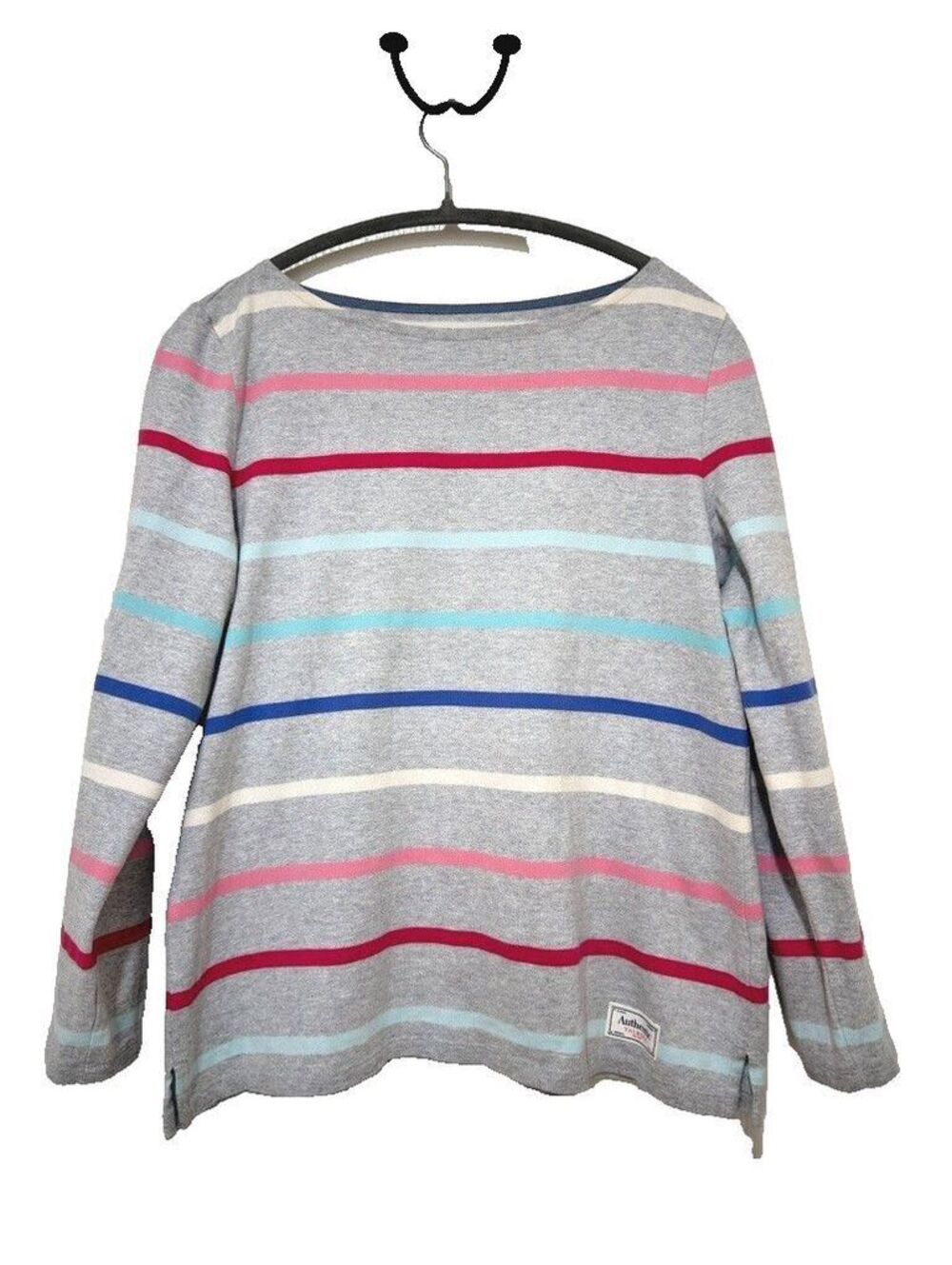 Talbots Petite Women’s MP Gray Multicolor Stripe 100% Cotton Sweater